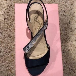 Dressy navy and rhinestone shoes